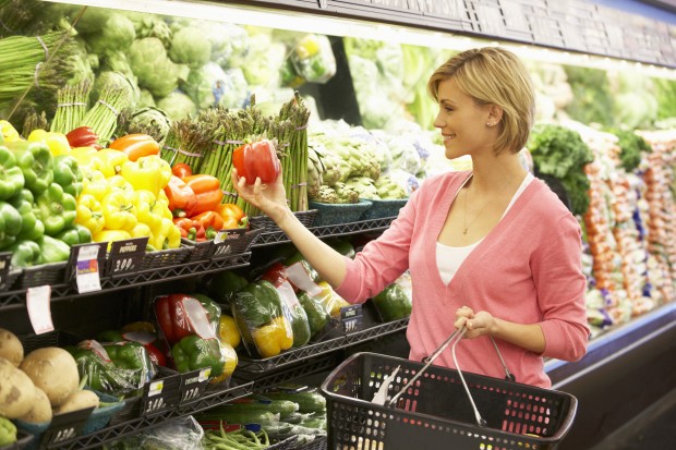 Woman shopping in supermarket