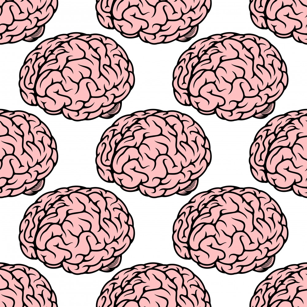 Pink human brain seamless pattern Dr. Cris